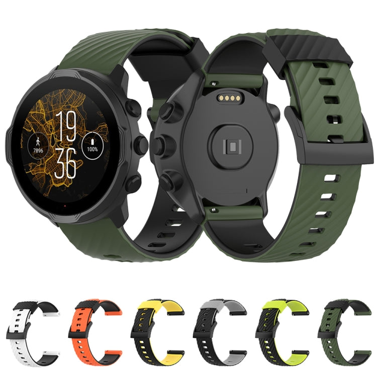 For Suunto 7 24mm Two-color Silicone Replacement Strap Watchband