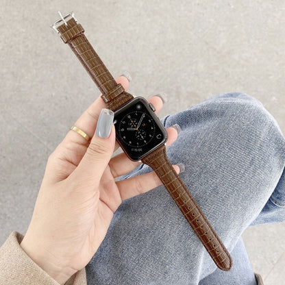 Bracelet de rechange en cuir texture crocodile, pour Apple Watch Series 7 41mm / & 6 & SE & 5 & 4 40mm, pour Apple Watch Series 7 45mm / & 6 & SE & 5 & 4 44mm