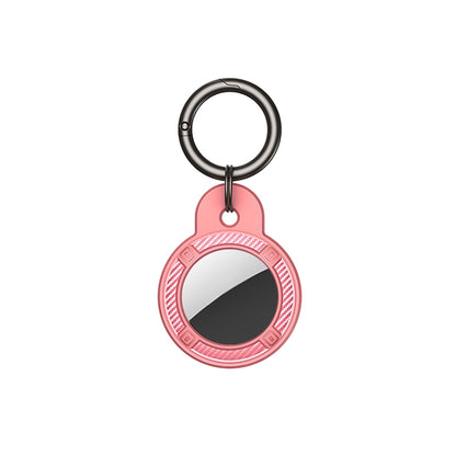 Round Shape Carbon Fiber Anti-fall Case with Keychain Ring for AirTag 2nd Gen / AirTag 1st Gen