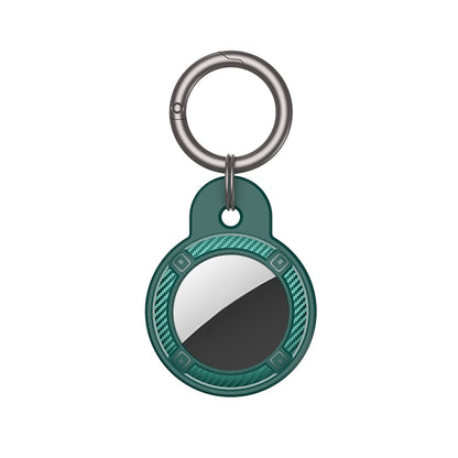 Round Shape Carbon Fiber Anti-fall Case with Keychain Ring for AirTag 2nd Gen / AirTag 1st Gen
