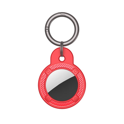Round Shape Carbon Fiber Anti-fall Case with Keychain Ring for AirTag 2nd Gen / AirTag 1st Gen