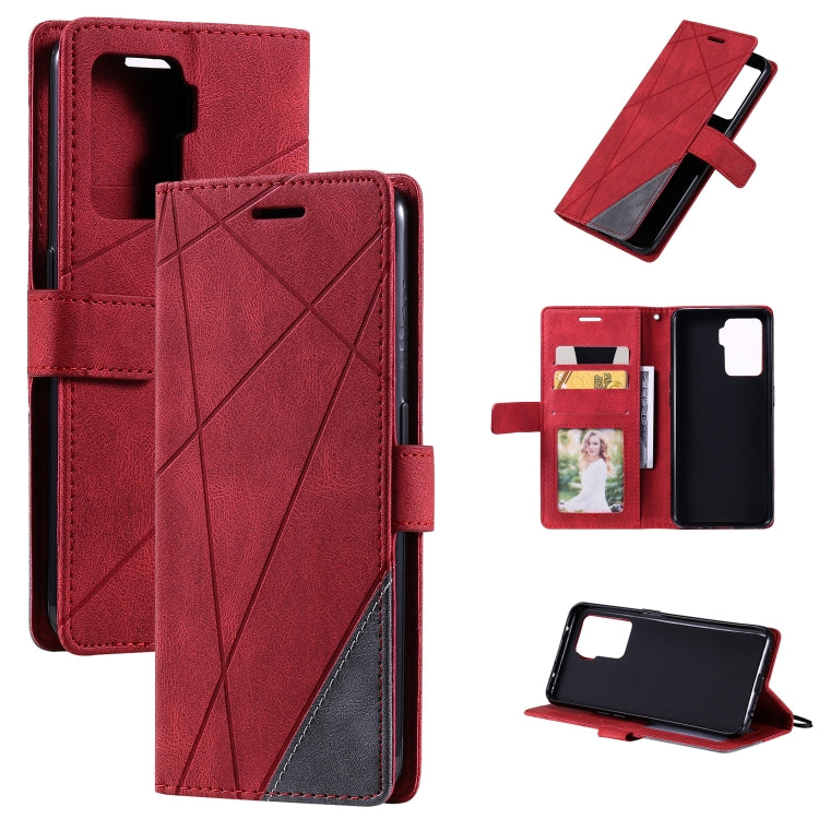 Skin Feel Splicing Horizontal Flip Leather Case with Holder & Card Slots & Wallet & Photo Frame, For OPPO A74 4G / F19, For OPPO A94 4G / F19 Pro, For OPPO Realme V13 5G, For OPPO Realme 8 4G, For OPPO Reno5 5G, For OPPO Reno5 Pro 5G                   ...