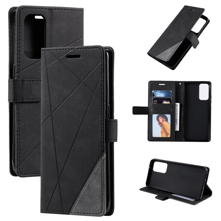 Skin Feel Splicing Horizontal Flip Leather Case with Holder & Card Slots & Wallet & Photo Frame, For OPPO A74 4G / F19, For OPPO A94 4G / F19 Pro, For OPPO Realme V13 5G, For OPPO Realme 8 4G, For OPPO Reno5 5G, For OPPO Reno5 Pro 5G                   ...