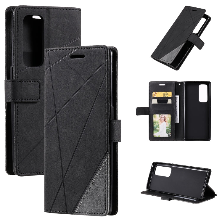 Skin Feel Splicing Horizontal Flip Leather Case with Holder & Card Slots & Wallet & Photo Frame, For OPPO A74 4G / F19, For OPPO A94 4G / F19 Pro, For OPPO Realme V13 5G, For OPPO Realme 8 4G, For OPPO Reno5 5G, For OPPO Reno5 Pro 5G                   ...