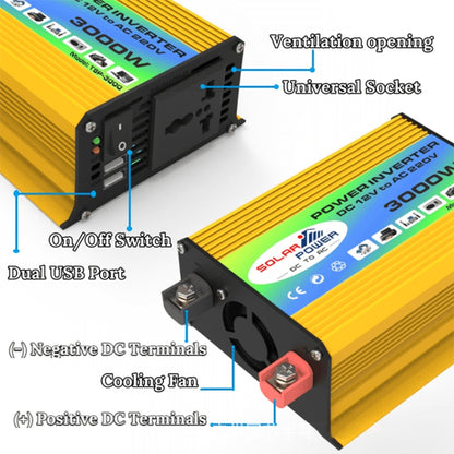 Tang I Generation 12V to 110V 3000W Intelligent Car Power Inverter with Dual USB, 12V to 110V