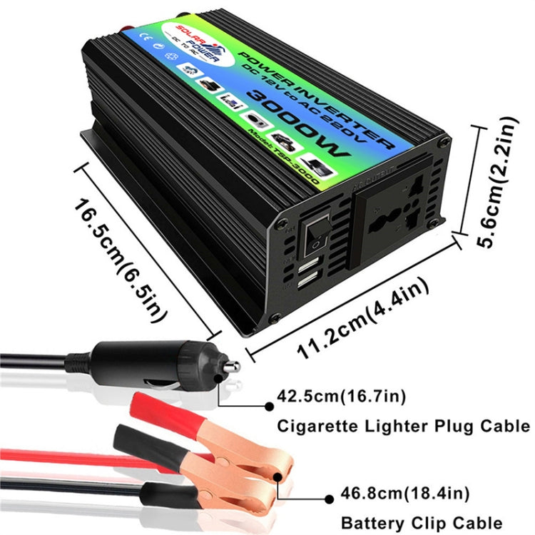 Tang I Generation 12V to 220V 3000W Intelligent Car Power Inverter with Dual USB, 12V to 220V