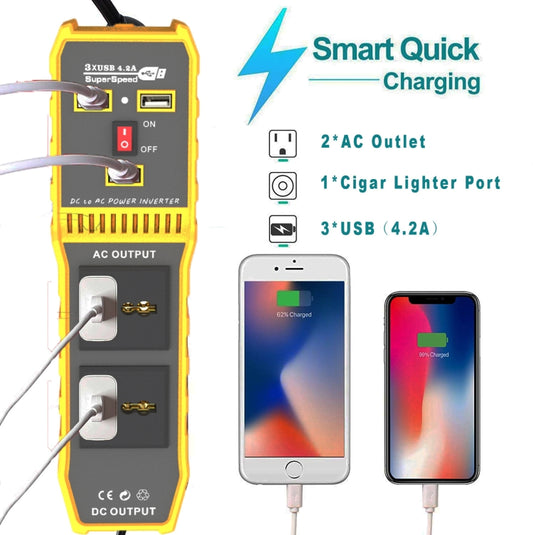 12V to 220V 300W Car Power Inverter with Three USB, 12V to 220V