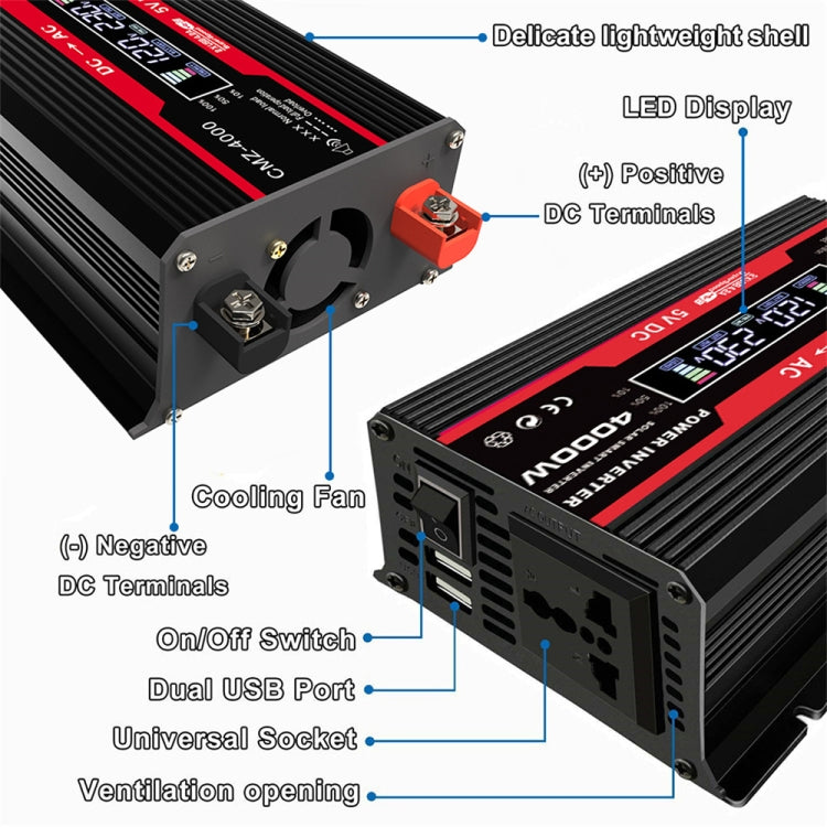 Zhizun 12V to 110V 4000W Car Power Inverter, 12V to 110V
