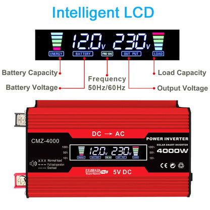 Zhizun 12V to 220V 4000W Car Power Inverter, 12V to 220V