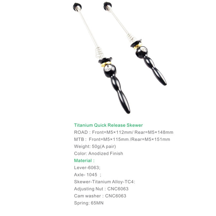 BIKERSAY Bicycle Skewers Quick Release Titanium Axle QR Wheel Hub Skewer, For MTB Bicycle QR001, For Road Bicycle QR001, For MTB Bicycle QR002, For Road Bicycle QR002, For MTB Bicycle QR003, For Road Bicycle QR003