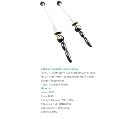 BIKERSAY Bicycle Skewers Quick Release Titanium Axle QR Wheel Hub Skewer, For MTB Bicycle QR001, For Road Bicycle QR001, For MTB Bicycle QR002, For Road Bicycle QR002, For MTB Bicycle QR003, For Road Bicycle QR003