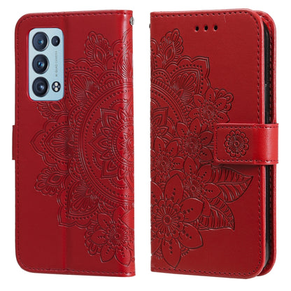 7-petal Flowers Embossing Pattern Horizontal Flip PU Leather Case with Holder & Card Slots & Wallet & Photo Frame, For OPPO Reno6 5G, For OPPO Reno 6 Pro 5G, For OPPO Reno 6 Pro+ 5G, For OPPO Realme 8 5G