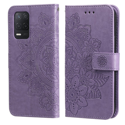 7-petal Flowers Embossing Pattern Horizontal Flip PU Leather Case with Holder & Card Slots & Wallet & Photo Frame, For OPPO Reno6 5G, For OPPO Reno 6 Pro 5G, For OPPO Reno 6 Pro+ 5G, For OPPO Realme 8 5G
