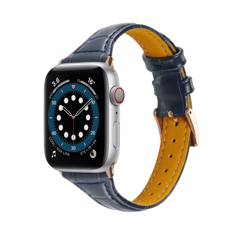 Crocodile Texture Leather Replacement Strap Watchband, For Apple Watch Series 7  41mm / & 6 & SE & 5 & 4 40mm