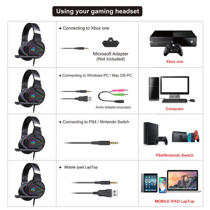 HXSJ F16 3.5mm + USB Port RGB Light Stereo Gaming Headset with Microphone