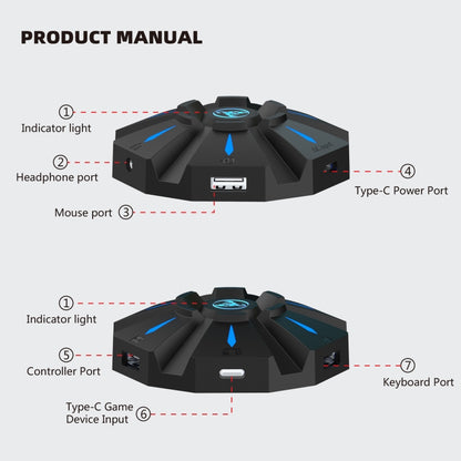 HXSJ P9 Portable Keyboard Mouse Converter for PS4 / Xbox One / PS3 / Xbox 360 / N-Switch, P9