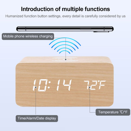 KD8801 5W Wooden Creative Wireless Charger LED Mirror Digital Display Sub-alarm Clock, Regular Style