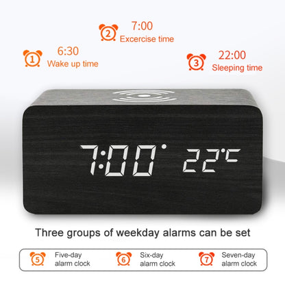 KD8801 5W Wooden Creative Wireless Charger LED Mirror Digital Display Sub-alarm Clock, Regular Style