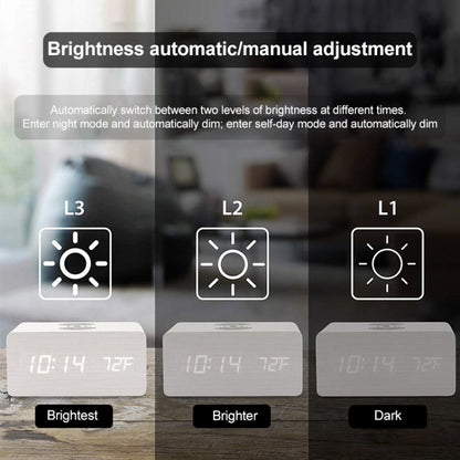 KD8801 5W Wooden Creative Wireless Charger LED Mirror Digital Display Sub-alarm Clock, Regular Style