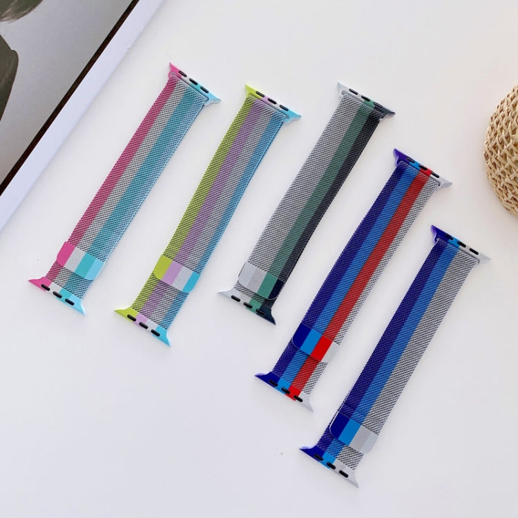 Four-colors Milanese Replacement Strap Watchband, For Apple Watch Series 7  41mm / & 6 & SE & 5 & 4 40mm, For Apple Watch Series  7  45mm / & 6 & SE & 5 & 4 44mm