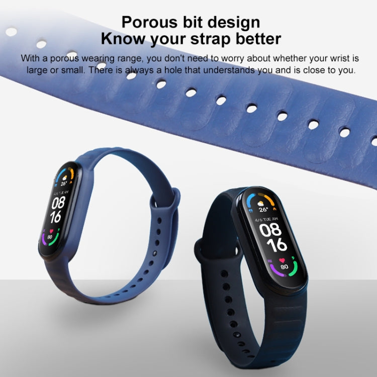For Xiaomi Mi Band 6 / 5 Universal Silicone Leather Texture Replacement Strap Watchband