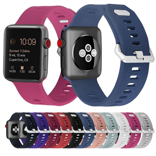 Silicone Replacement Strap Watchband For Apple Watch Series, 7 45mm / 6 & SE & 5 & 4 44mm / 3 & 2 & 1 42mm, 7 41mm / 6 & SE & 5 & 4 40mm / 3 & 2 & 1 38mm