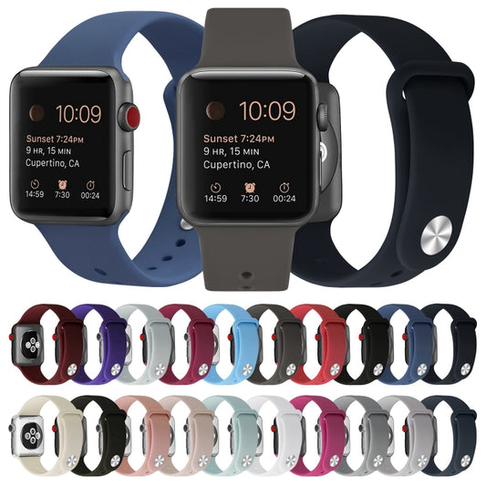 Silicone Replacement Strap Watchband For Apple Watch Series, 7 41mm / 6 & SE & 5 & 4 40mm / 3 & 2 & 1 38mm, 7 45mm / 6 & SE & 5 & 4 44mm / 3 & 2 & 1 42mm