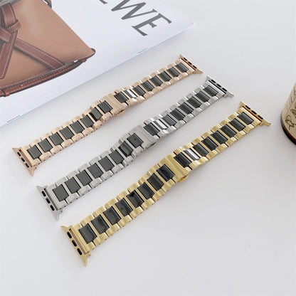 22mm Width Three Beads Ceramics Steel Replacement Strap Watchband For Apple Watch Series, 7 41mm / 6 & SE & 5 & 4 40mm / 3 & 2 & 1 38mm, 7 45mm / 6 & SE & 5 & 4 44mm / 3 & 2 & 1 42mm