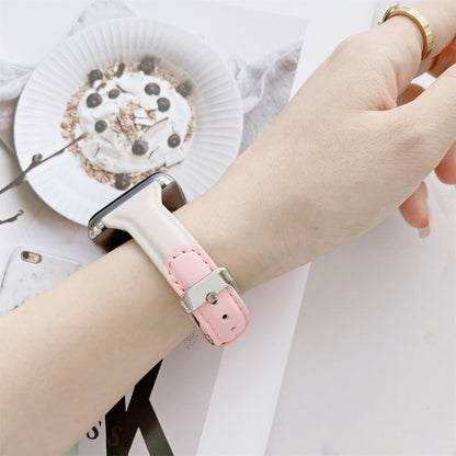 Small Waist Color Matching Leather Replacement Strap Watchband For Apple Watch Series, 7 41mm / 6 & SE & 5 & 4 40mm / 3 & 2 & 1 38mm, 7 45mm / 6 & SE & 5 & 4 44mm / 3 & 2 & 1 42mm
