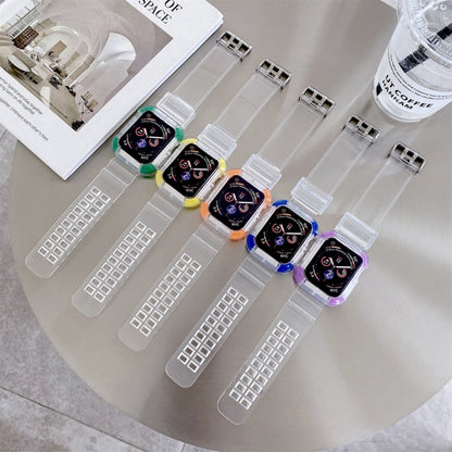 Integrated Color Contrast Replacement Strap Watchband For Apple Watch Series, 7 41mm / 6 & SE & 5 & 4 40mm / 3 & 2 & 1 38mm, 7 45mm / 6 & SE & 5 & 4 44mm / 3 & 2 & 1 42mm