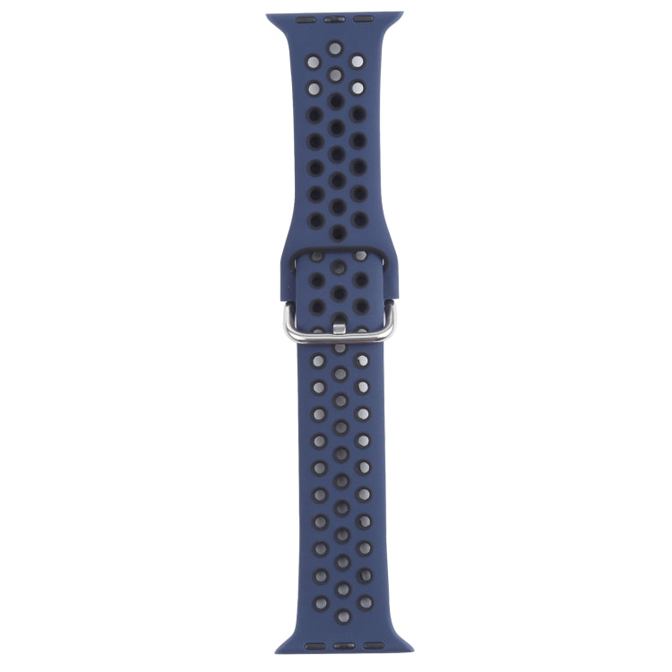 Metal Buckle Silicone Replacement Watchband For Apple Watch Series, 7 41mm / 6 & SE & 5 & 4 40mm / 3 & 2 & 1 38mm, 7 45mm / 6 & SE & 5 & 4 44mm / 3 & 2 & 1 42mm