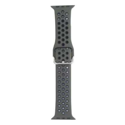 Metal Buckle Silicone Replacement Watchband For Apple Watch Series, 7 41mm / 6 & SE & 5 & 4 40mm / 3 & 2 & 1 38mm, 7 45mm / 6 & SE & 5 & 4 44mm / 3 & 2 & 1 42mm