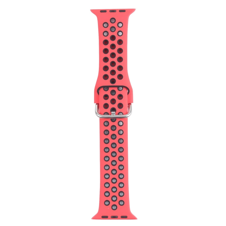 Metal Buckle Silicone Replacement Watchband For Apple Watch Series, 7 41mm / 6 & SE & 5 & 4 40mm / 3 & 2 & 1 38mm, 7 45mm / 6 & SE & 5 & 4 44mm / 3 & 2 & 1 42mm
