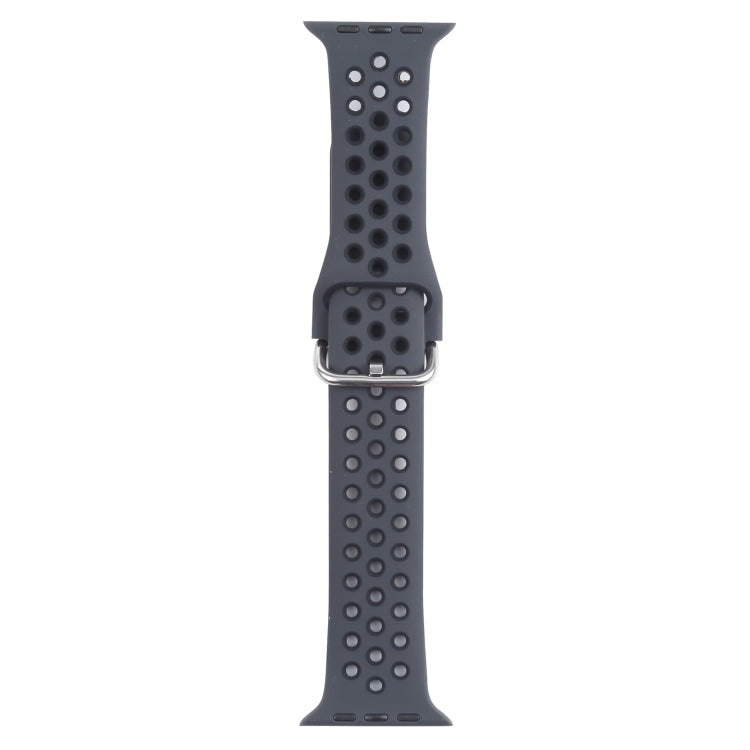 Metal Buckle Silicone Replacement Watchband For Apple Watch Series, 7 41mm / 6 & SE & 5 & 4 40mm / 3 & 2 & 1 38mm, 7 45mm / 6 & SE & 5 & 4 44mm / 3 & 2 & 1 42mm