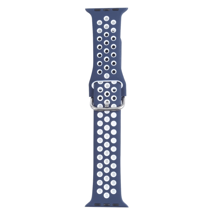 Metal Buckle Silicone Replacement Watchband For Apple Watch Series, 7 41mm / 6 & SE & 5 & 4 40mm / 3 & 2 & 1 38mm, 7 45mm / 6 & SE & 5 & 4 44mm / 3 & 2 & 1 42mm