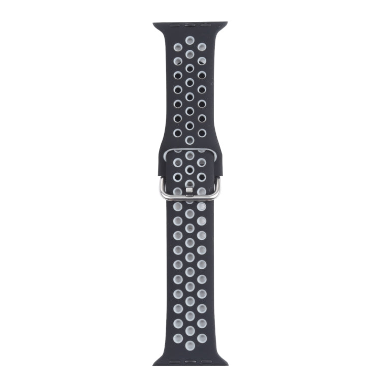 Metal Buckle Silicone Replacement Watchband For Apple Watch Series, 7 41mm / 6 & SE & 5 & 4 40mm / 3 & 2 & 1 38mm, 7 45mm / 6 & SE & 5 & 4 44mm / 3 & 2 & 1 42mm
