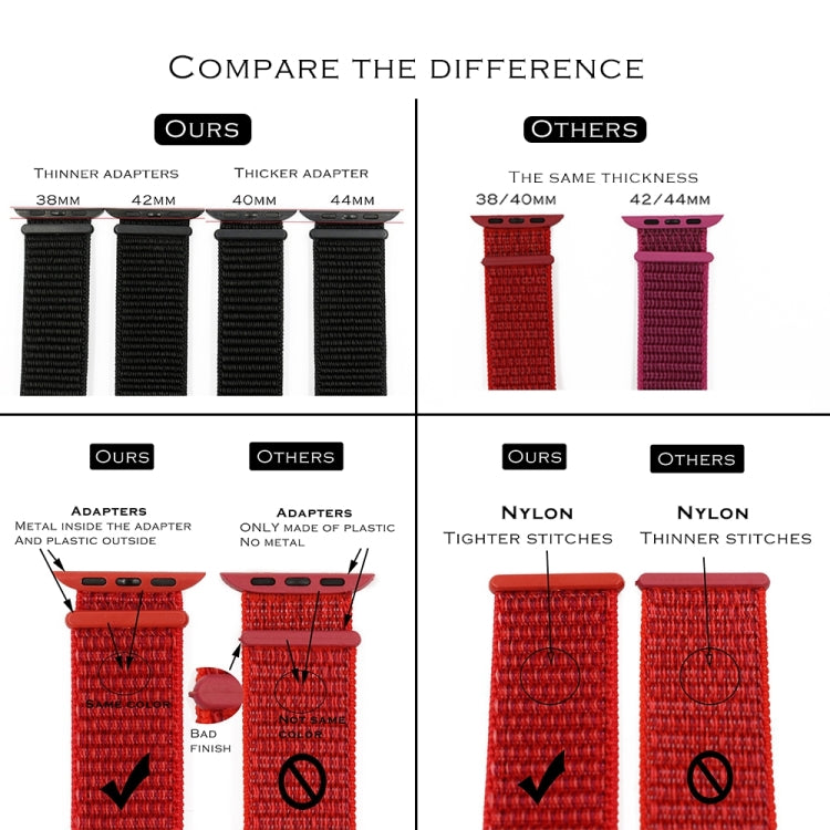 Color Matching Nylon Watchband, For Apple Watch Series 7 41mm / 6 & SE & 5 & 4 40mm / 3 & 2 & 1 38mm, For Apple Watch Series 8&7 41mm / SE 2&6&SE&5&4 40mm / 3&2&1 38mm, For Apple Watch Series 7 45mm / 6 & SE & 5 & 4 44mm / 3 & 2 & 1 42mm���������������...