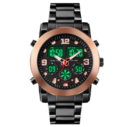 SKMEI 1642 Montre électronique lumineuse à trois fuseaux horaires, prend en charge le réveil