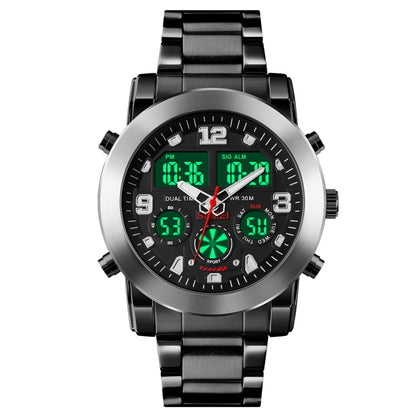SKMEI 1642 Montre électronique lumineuse à trois fuseaux horaires, prend en charge le réveil