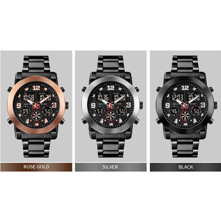 SKMEI 1642 Montre électronique lumineuse à trois fuseaux horaires, prend en charge le réveil