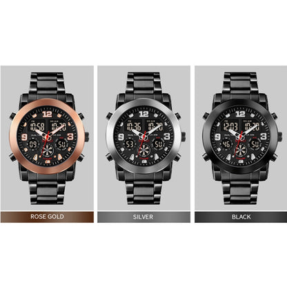 SKMEI 1642 Montre électronique lumineuse à trois fuseaux horaires, prend en charge le réveil