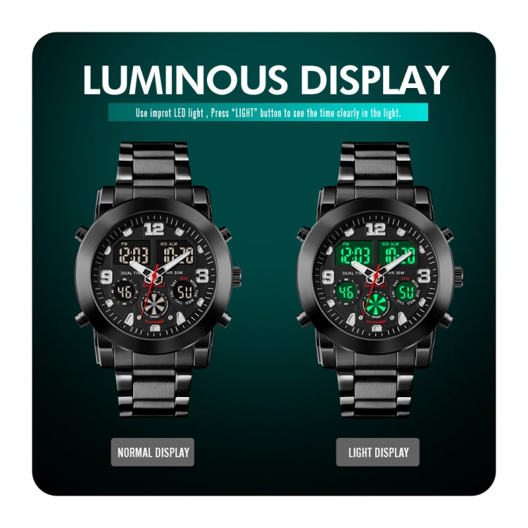 SKMEI 1642 Montre électronique lumineuse à trois fuseaux horaires, prend en charge le réveil