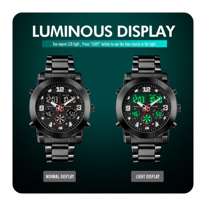 SKMEI 1642 Montre électronique lumineuse à trois fuseaux horaires, prend en charge le réveil