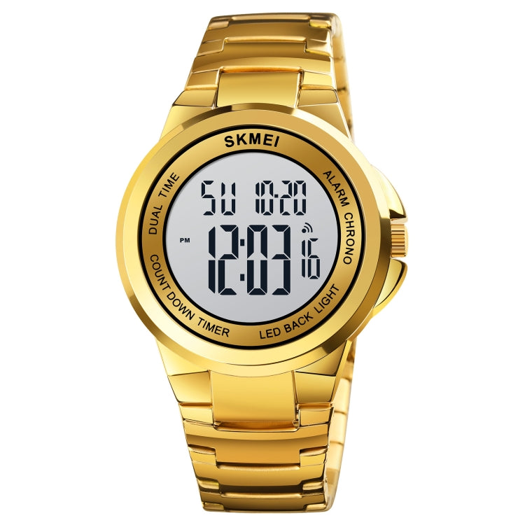 SKMEI 1712 Double affichage numérique LED, montre électronique lumineuse avec bracelet en acier inoxydable
