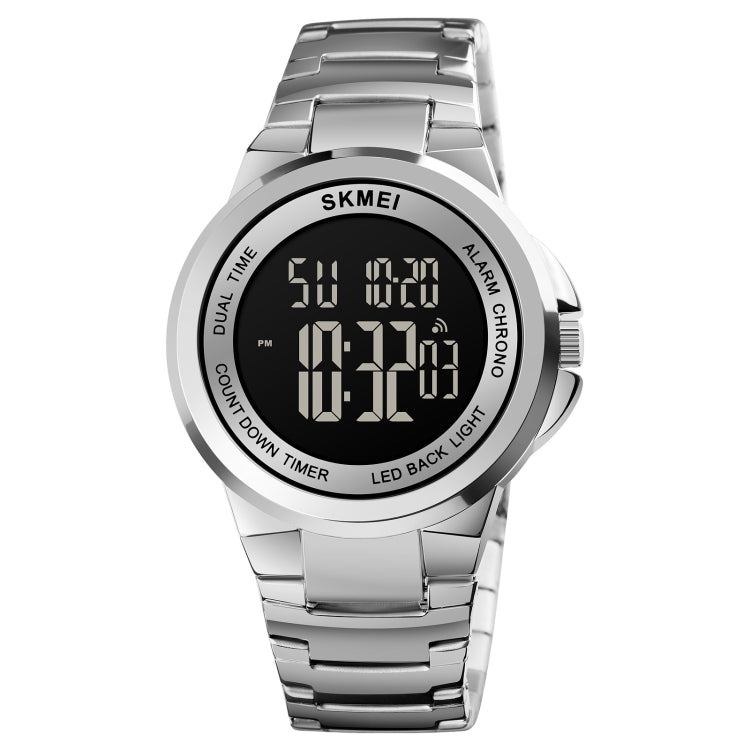 SKMEI 1712 Double affichage numérique LED, montre électronique lumineuse avec bracelet en acier inoxydable