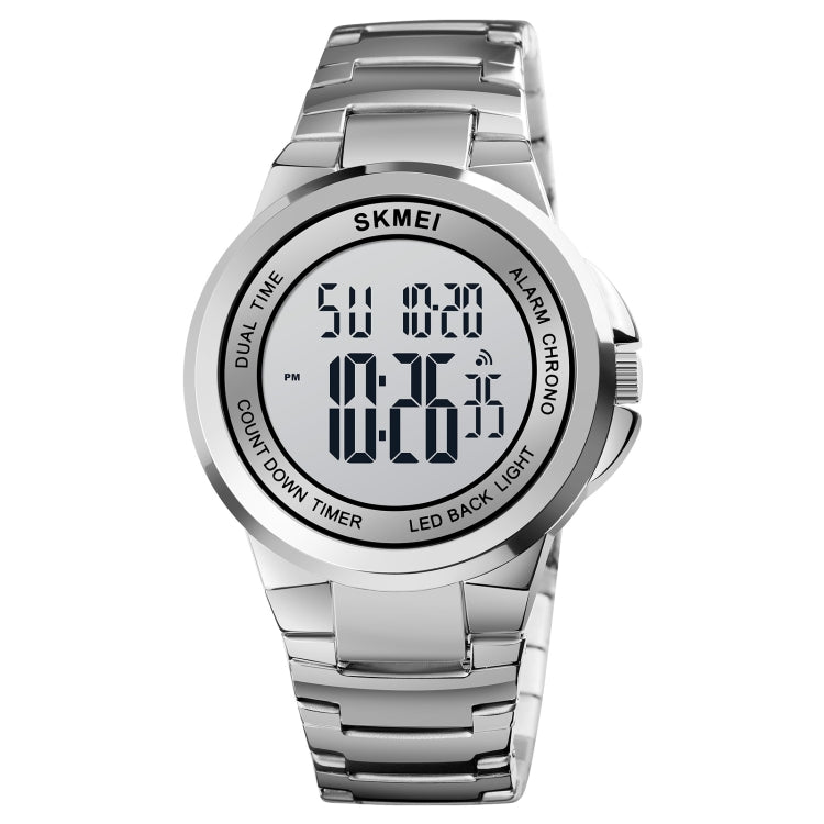 SKMEI 1712 Double affichage numérique LED, montre électronique lumineuse avec bracelet en acier inoxydable