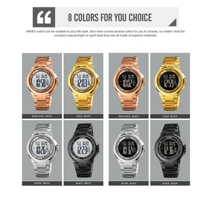 SKMEI 1712 Double affichage numérique LED, montre électronique lumineuse avec bracelet en acier inoxydable