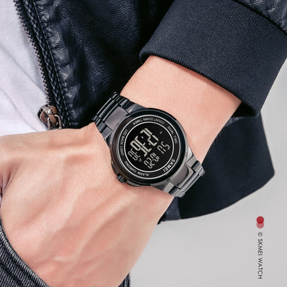 SKMEI 1712 Double affichage numérique LED, montre électronique lumineuse avec bracelet en acier inoxydable