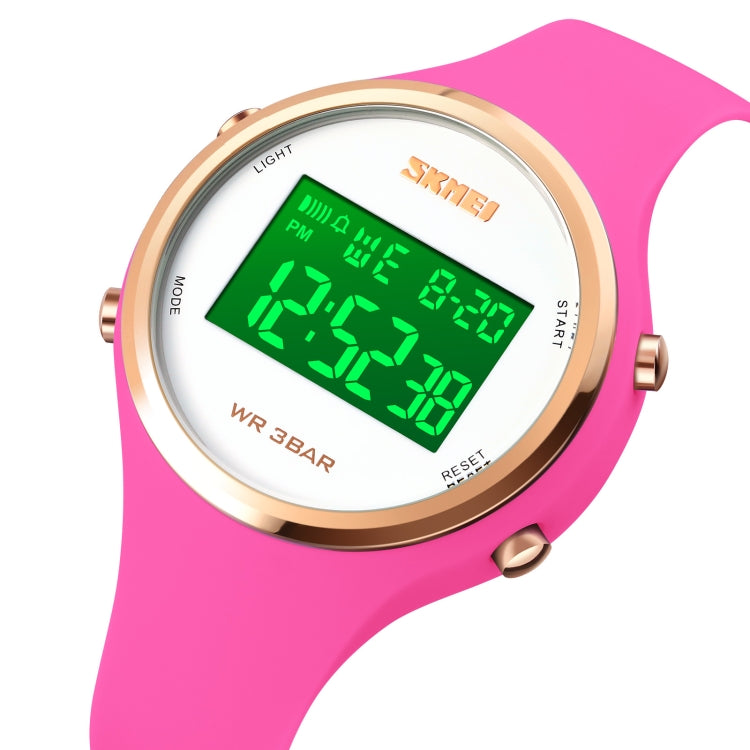 SKMEI 1720 Montre électronique à cadran rond, affichage numérique LED, bracelet en silicone lumineux