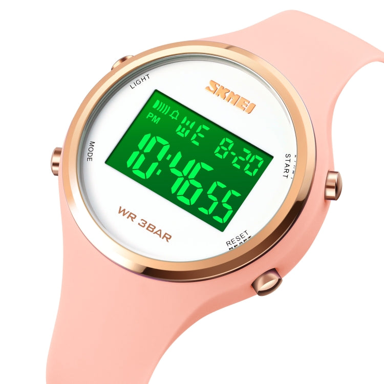 SKMEI 1720 Montre électronique à cadran rond, affichage numérique LED, bracelet en silicone lumineux